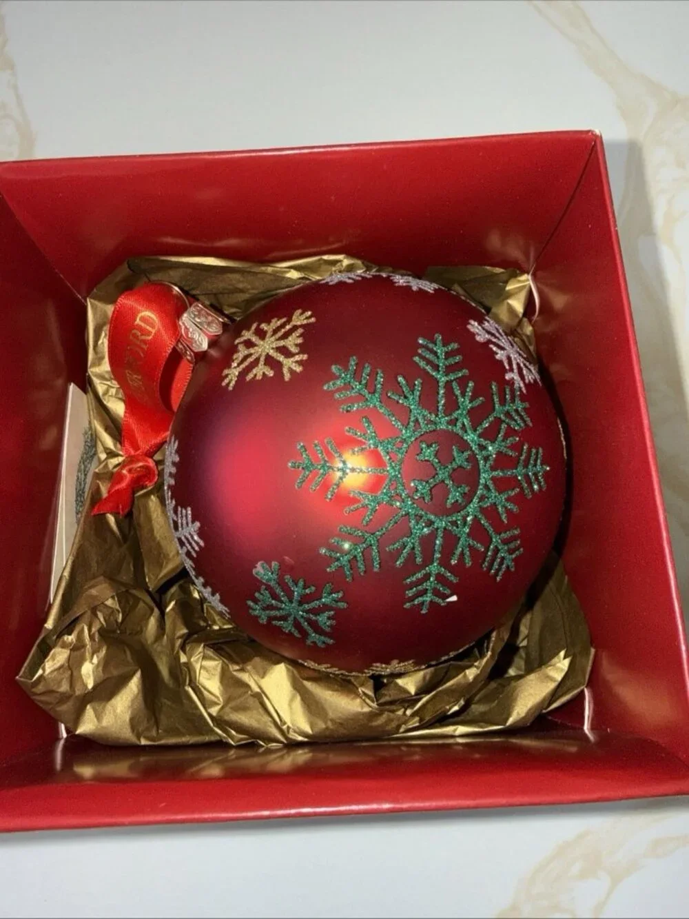 Waterford Holiday Heirlooms CHRISTMAS BALL Ornament  In Original Box With Ribbon